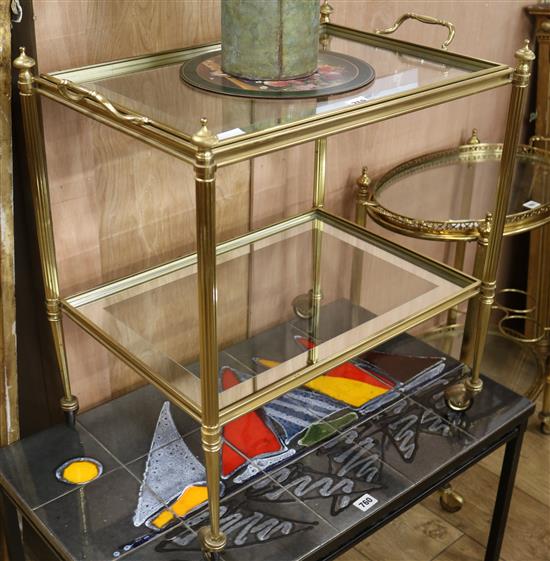 A 1950s French two tier tea trolley, W.56cm